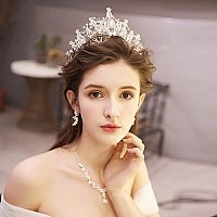 Cocide Silver Crown For Women Baroque Queen Crown And Tiara For Women Crystal Headband Mermaid Crown Princess Tiaras Hair Access