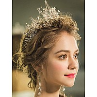 Cocide Gold Crown For Women Baroque Queen Crown And Tiara For Girls Crystal Headband Mermaid Crown Princess Hair Accessories For