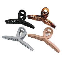 Nalodu Hair Claw Clips Large 43 Inch No Slip Big Matte Jaw Butterfly Clip Clamp 4 Colors For Thin Fine Thick Hair Women 4 Pack