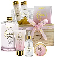 Luxury Bath Gift Set Home Spa Gift Basket With Milky Coconut Scent Vitamin E Shea Butter With Shower Gel Bath Salt Cryst