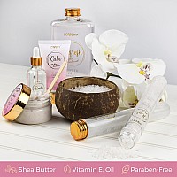 Luxury Bath Gift Set Home Spa Gift Basket With Milky Coconut Scent Vitamin E Shea Butter With Shower Gel Bath Salt Cryst