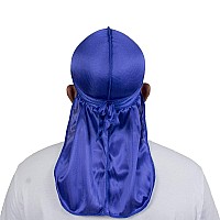 Forcewave Silky Durag For Men Wave Cap Satin Dorag For Men Women 360 Wave Blue