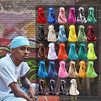 Forcewave Silky Durag For Men Wave Cap Satin Dorag For Men Women 360 Wave Blue