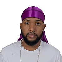 Forcewave Silky Durag For Men Wave Cap Satin Dorag For Men Women 360 Wave Purple