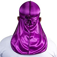 Forcewave Silky Durag For Men Wave Cap Satin Dorag For Men Women 360 Wave Purple