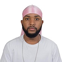 Forcewave Silky Durag For Men Wave Cap Satin Dorag For Men Women 360 Wave Pink