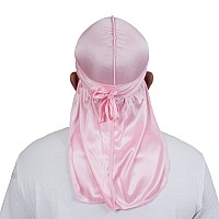 Forcewave Silky Durag For Men Wave Cap Satin Dorag For Men Women 360 Wave Pink