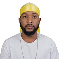 Forcewave Silky Durag For Men Wave Cap Satin Dorag For Men Women 360 Wave Yellow