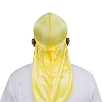 Forcewave Silky Durag For Men Wave Cap Satin Dorag For Men Women 360 Wave Yellow