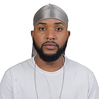 Forcewave Silky Durag For Men Wave Cap Satin Dorag For Men Women 360 Wave Gray