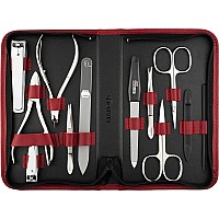 marQus Nail Kit for Men and Women - Manicure Set 12 pcs - German Made Nail Kit - Grooming Set - Genuine Leather Case with exclusive Glass Nail File - Manicure Set made in Germany