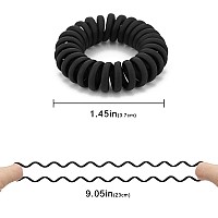 Matte Spiral Hair Ties (Black,10 Pcs), Coil Hair Ties for Thick Hair, Ponytail Holder Hair Ties for Women , No Crease Hair Ties, Phone Cord Hair Ties for all Hair Types with Plastic Spiral