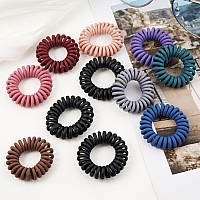 Matte Spiral Hair Ties (Black,10 Pcs), Coil Hair Ties for Thick Hair, Ponytail Holder Hair Ties for Women , No Crease Hair Ties, Phone Cord Hair Ties for all Hair Types with Plastic Spiral