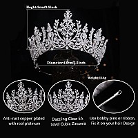 Aoligrace Silver Wedding Crowns For Bride Large Cubic Zirconia Sweet 16 Tiaras For Women Gift For Birthday Prom Pageant Party