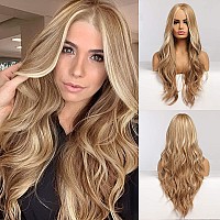 piaou Long Blonde Wig for Women Blonde Ombre Long Wigs Natural Wavy Synthetic Wigs Middle Part Heat Resistant Hair Cosplay Daily Party Wigs Natural Looking(26inch blonde)