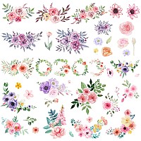 Everjoy Flowers Temporary Tattoos Stickers Watercolor Roses Peony Daisy Botanical Body Art Fake Tattoos For Women Girls And