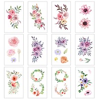 Everjoy Flowers Temporary Tattoos Stickers Watercolor Roses Peony Daisy Botanical Body Art Fake Tattoos For Women Girls And