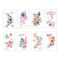 Everjoy Flowers Temporary Tattoos Stickers Watercolor Roses Peony Daisy Botanical Body Art Fake Tattoos For Women Girls And