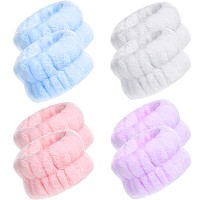 Chuangdi 4 Pairs Wrist Spa Wrist Bands For Washing Face Microfiber Wrist Wash Towel Band Scrunchies Absorbent Wrist Sweatband Fo