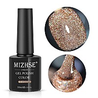 Mizhse Reflective Gel Nail Polish Glitter Gold Gel Polish Sparkly Shiny Nail Gel Soak Off Uvled Lamp Nail Art Varnish For Begi