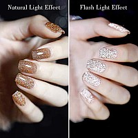 Mizhse Reflective Gel Nail Polish Glitter Gold Gel Polish Sparkly Shiny Nail Gel Soak Off Uvled Lamp Nail Art Varnish For Begi