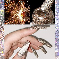 Mizhse Reflective Gel Nail Polish Glitter Gold Gel Polish Sparkly Shiny Nail Gel Soak Off Uvled Lamp Nail Art Varnish For Begi