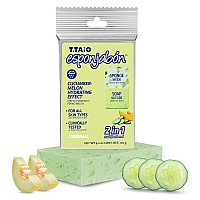 T.Taio Esponjabon Soap Sponge - Cleansing Shower Scrubber - Cleaning Bath Wash Scrub - Oil Removal - Massage & Lather Foot, Elbow, & Face - Bathroom Accessories - Cucumber & Melon Soap