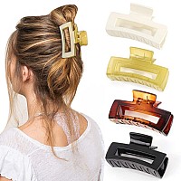 Canitor Hair Claw Clips For Thin Hair 31 Inches Acrylic Rectangular Hair Clips Tortoise Barrettes French Design Banana Jaw Clip