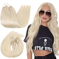 Ugeat Blonde Micro Loop Hair Extensions Human Hair Platinum Blonde Hair Extensions Micro Link Human Hair Extensions Micro Bead H