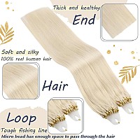 Ugeat Blonde Micro Loop Hair Extensions Human Hair Platinum Blonde Hair Extensions Micro Link Human Hair Extensions Micro Bead H