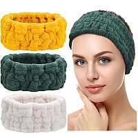 Chuangdi 3 Pieces Spa Facial Headband For Makeup And Washing Face Terry Cloth Hairband Yoga Sports Shower Facial Elastic Head Ba