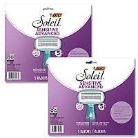 Bic Soleil Sensitive Advanced Womens Disposable Razors With 360 Degree Water Activated Moisture Strip For Enhanced Glide Shavi