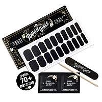 Tough Girls 20 Exquisite Gel Nail Polish Strips Wapplication Accessories No Uvled Lamp Required Black Matte Finish