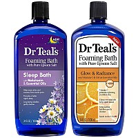 Dr Teals Foaming Bath Variety Gift Set 2 Pack 34Oz Ea Melatonin Sleep Soak Glow Radiance With Vitamin C And Citrus E