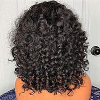 200 Density Scalp Top Curly Full Machine Made Human Hair Wigs With Bangs Remy Brazilian Short Curly Wig For Women 20 Inch