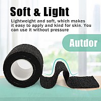 Autdor Tattoo Grip Cover Wrap 24Pcs 2 X 5 Yards Disposable Cohesive Tattoo Grip Tape Wrap Black Elastic Bandage Rolls Selfad