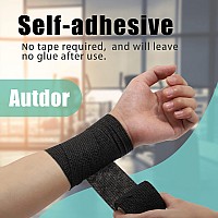 Autdor Tattoo Grip Cover Wrap 24Pcs 2 X 5 Yards Disposable Cohesive Tattoo Grip Tape Wrap Black Elastic Bandage Rolls Selfad