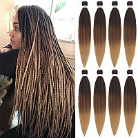 Alrence Pre Stretched Braiding Hair Long Braid 30 Inch 8 Packs Professional Braiding Hair Extensions Synthetic Crochet Twist Bra