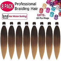 Alrence Pre Stretched Braiding Hair Long Braid 30 Inch 8 Packs Professional Braiding Hair Extensions Synthetic Crochet Twist Bra