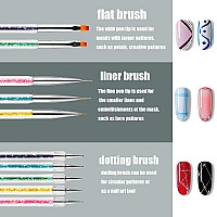 iFwevs Nail Art Brushes,5pcs Double Ended Brush & Dotting Tool Kit,Including Nail Liner Brush and Nail Dotting Pens for Nail Art Nail Salon