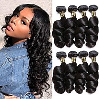 Qthair 14A Grade Brazilian Loose Wave Virgin Human Hair 1 Bundle 100 Unprocessed Brazilian Human Hair Weave Extensions 24Inch