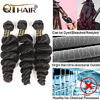 Qthair 14A Grade Brazilian Loose Wave Virgin Human Hair 1 Bundle 100 Unprocessed Brazilian Human Hair Weave Extensions 24Inch