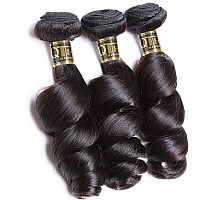 Qthair 14A Grade Brazilian Loose Wave Virgin Human Hair 1 Bundle 100 Unprocessed Brazilian Human Hair Weave Extensions 24Inch