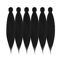 Difunee Prestretched Braiding Hair 24 Inch 6 Packs Natural Black Long Braiding Hair For Twist Or Box Braids Yaki Texture Hot