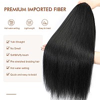 Difunee Prestretched Braiding Hair 24 Inch 6 Packs Natural Black Long Braiding Hair For Twist Or Box Braids Yaki Texture Hot