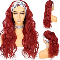 SAPPHIREWIGS Glueless Headband Wig Loose Body Wavy Synthetic Hair Wigs for Black Women Wave None Lace Front Wigs Red Color Machine Made Wigs 150% Density 26inch