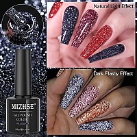 MIZHSE Reflective Glitter Gel Nail Polish, Shimmery Glitter Gel Polish Set 10ml, Sparkly Shiny Gel Nail Art Varnish Manicure Kit, Soak Off LED Lamp, for Beginners DIY at Home (Set of 6)