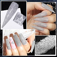 MIZHSE Reflective Glitter Gel Polish Set, Holographic Gel Nail Polish,Disco Sparkly Shiny Gel Nail Art Varnish Manicure Kit, Soak Off LED Lamp, for Beginners DIY at Home