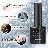 MIZHSE Reflective Glitter Gel Polish Set, Holographic Gel Nail Polish,Disco Sparkly Shiny Gel Nail Art Varnish Manicure Kit, Soak Off LED Lamp, for Beginners DIY at Home