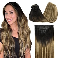 Goo Goo Clip In Hair Extensions Real Human Hair Remy Human Hair Extensions Clip Ins For Women Natural Human Hair 14Inch 130G